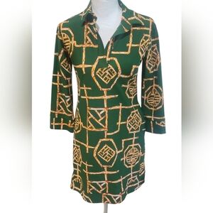 Jude Connally Gold Tan Long Sleeve Notched Collar Shirt Dress